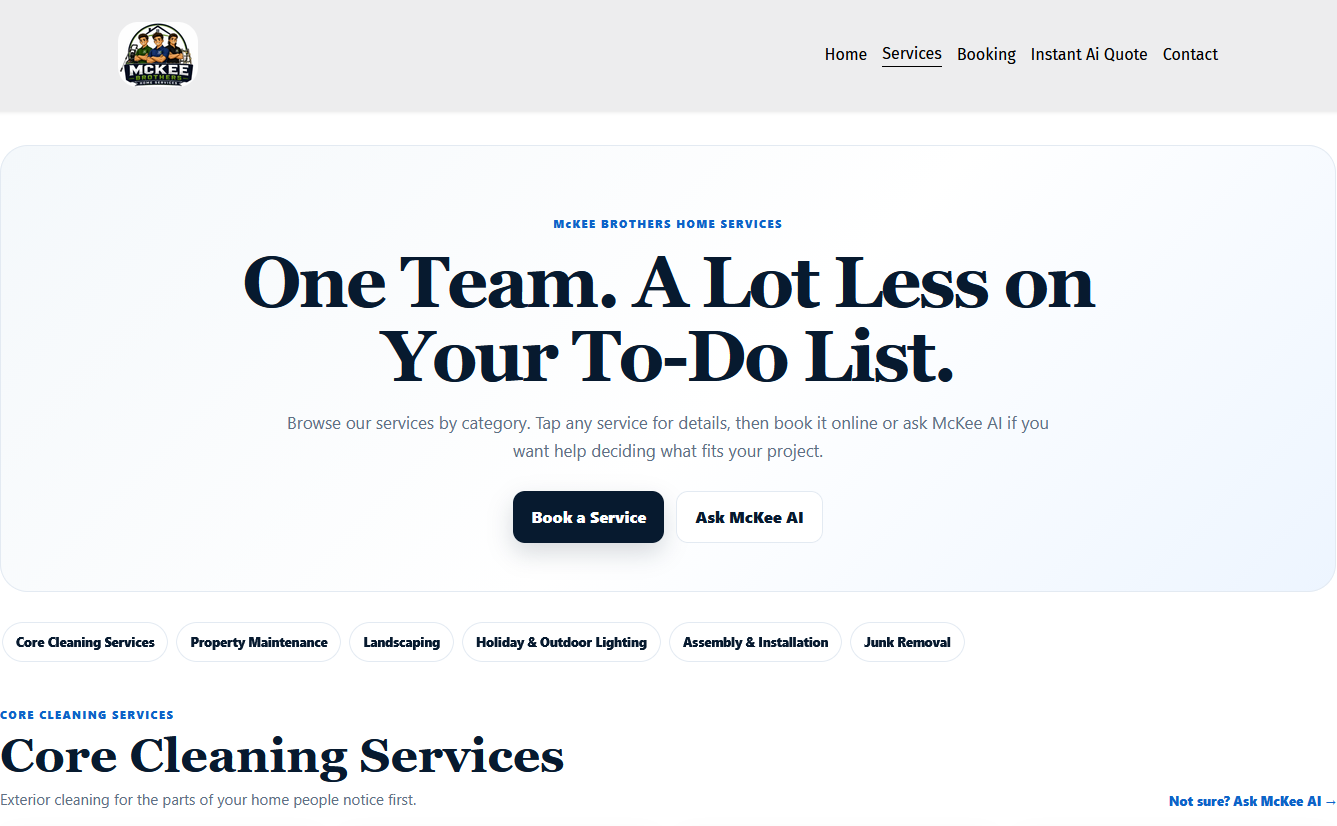 McKee Brothers Home Services website